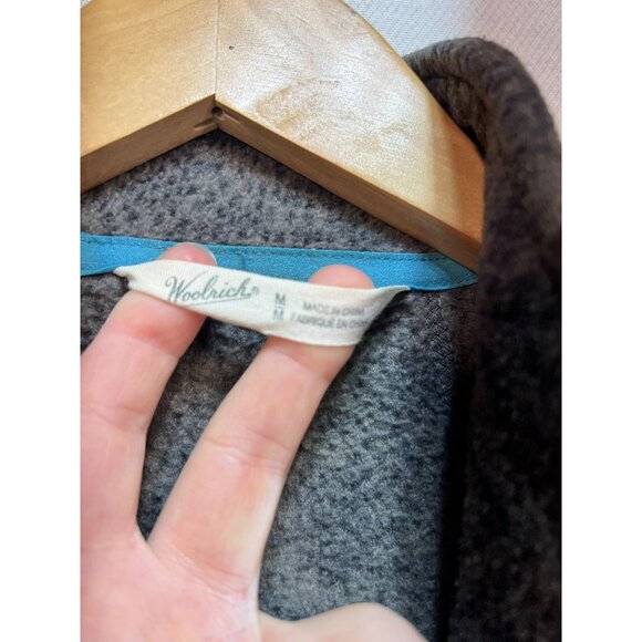 Woolrich Womens Fleece Jacket Size M Slate Gray Geo Full Zip Mock Neck Outdoors - Picture 2 of 11